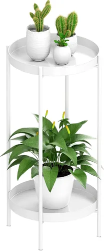 Miniatura 7 de OVICAR Soporte para plantas para interiores y exteriores, organizador de macetas de metal, 2 niveles de alto, estante de almacenamiento para el Negro