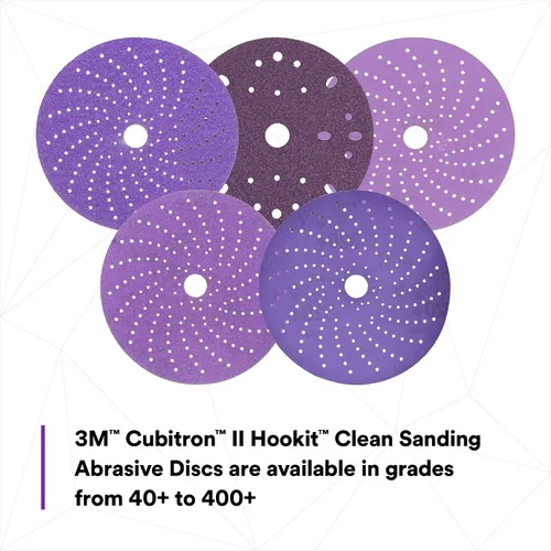 Miniatura 11 de 3M Cubitron II Hookit 31370 - Disco abrasivo de lijado limpio, 6 pulgadas, grado 40+, paquete de 50 discos, alto rendimiento, larga duración