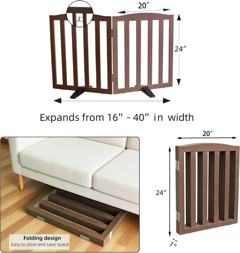 Miniatura 7 de Puerta para Perros Independiente para Interiores, Puerta para Perros Plegable, Puertas para Mascotas para Entradas, Escaleras o Pasillos, Puerta