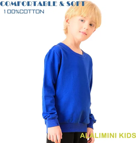Miniatura 3 de ALALIMINI Sudaderas para niños y niñas, cuello redondo, de algodón, de manga larga