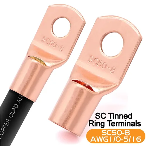 Miniatura 5 de Cable de aluminio revestido de cobre de calibre 0 de 40 pies, cable de batería 1/0, 20 conectores de terminales tipo orejeta con tubo Cable de 40