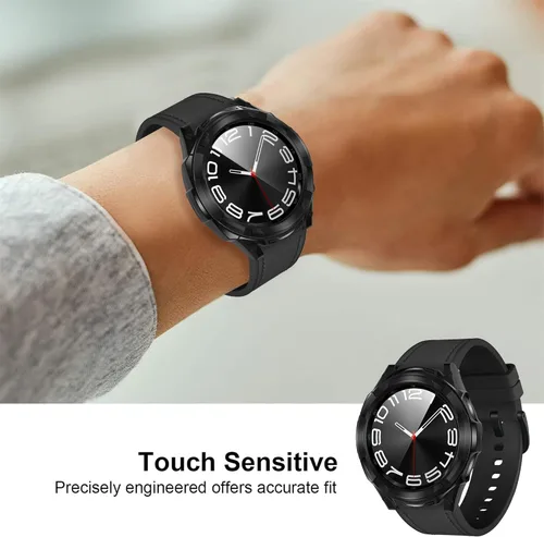 Miniatura 6 de Suoman Funda 3 en 1 para Samsung Galaxy Watch 6 Classic de 1.850 in, protector de pantalla de vidrio templado HD, cubierta protectora completa