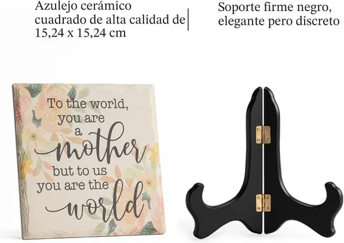 Miniatura 5 de LukieJac Regalo para el día de la madre para la mejor mamá del mundo, placa de cerámica de 6 pulgadas y 6 pulgadas, regalo de hijo, hija, suegra