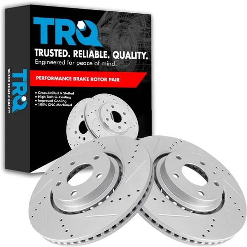Miniatura 218 de TRQ Juego de rotores de freno de rendimiento trasero con revestimiento G premium compatible con Mazda 6 2014-2021