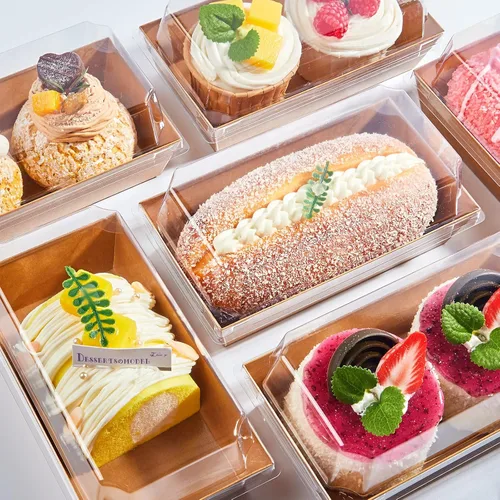 Miniatura 5 de Ocmoiy Cajas de embutidos de papel con tapas transparentes, paquete de 50 envases desechables para sándwiches, pequeñas cajas de panadería kraft