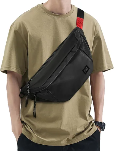 Miniatura 2 de Riñonera cruzada grande de moda para hombres y mujeres, resistente al agua, riñonera, bolsa para cinturón con 5 bolsillos con cremallera, transporte