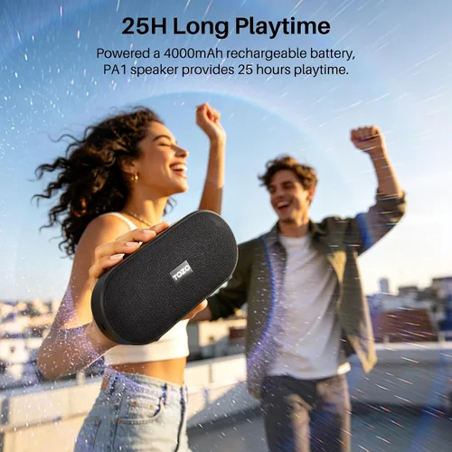Miniatura 2 de TOZO Altavoz Bluetooth grande PA1, potente sonido estéreo 2.0 con graves profundos, tiempo de reproducción de 25 horas, altavoz de ducha impermeable