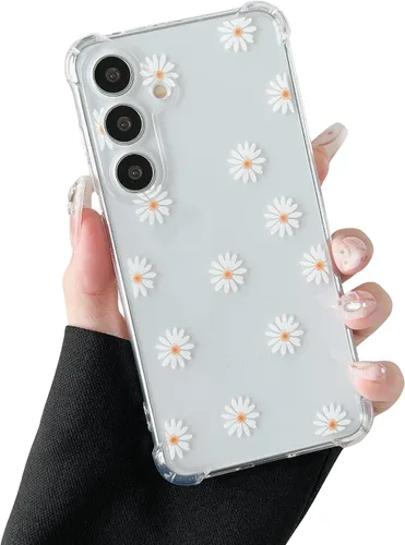 Miniatura 7 de ZTOFERA Funda transparente para Samsung Galaxy S24 con bonito patrón de flores para mujeres y niñas, funda protectora a prueba de golpes, delgada