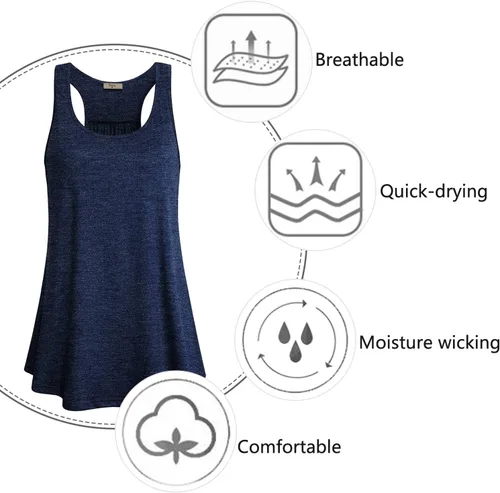 Miniatura 24 de Cestyle - Camiseta sin mangas para mujer, cuello redondo, corte holgado, para entrenamiento