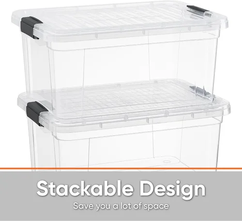 Miniatura 2 de Superio Caja de Almacenamiento Transparente con Tapa, Contenedores de Plástico de 1.85 Quart para Organizar, Cajas Apilables, Libres de BPA, No