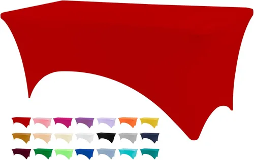 BDDC - Fundas de mesa para mesas de 6 pies, manteles elásticos lavables y resistentes a las arrugas de color rojo, rectangulares de 6 pies para