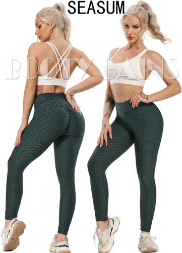 Miniatura 42 de SEASUM - Pantalones de yoga de cintura alta para mujer, con control de abdomen y realce de glúteos, leggings favorecedores para entrenar y correr