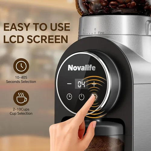 Miniatura 3 de Molinillo de café eléctrico, molinillo de granos de café con rebabas con 30 configuraciones de molienda, molinillo de muelas para uso doméstico