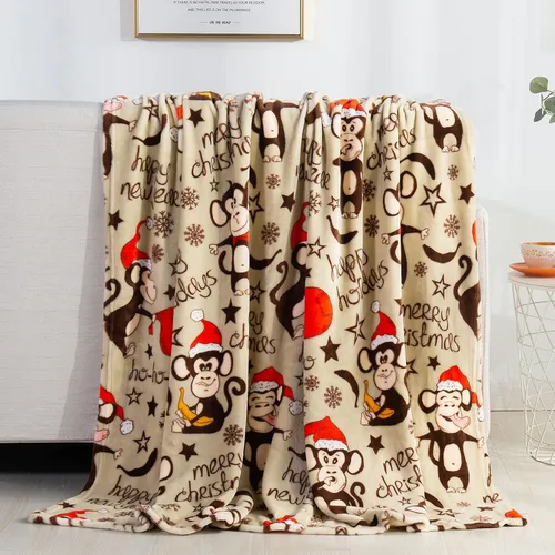 Miniatura 41 de Valerian Manta de Navidad de Terciopelo de Lujo Ultra Suave al Tacto Suave, Cálida, Acogedora Manta/Frazada de Forro Polar con Estampado