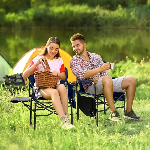 Miniatura 2 de VINGLI Sillas de campamento, silla de directores, silla de camping con mesa auxiliar y bolsa de transporte, sillas de campamento resistentes