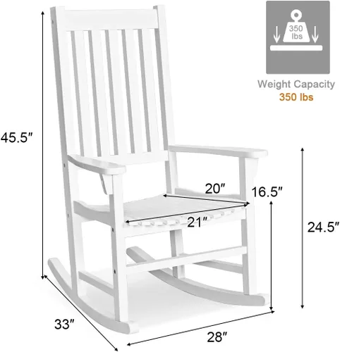 Miniatura 3 de Tangkula Mecedora de madera de acacia, mecedora de madera con respaldo alto y reposabrazos para uso en interiores y exteriores, mecedora de patio