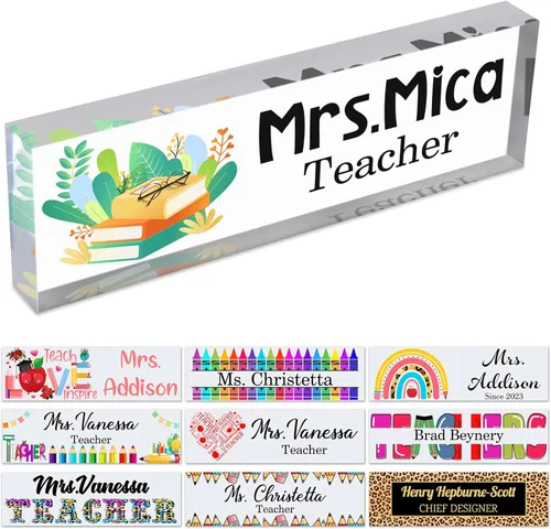 Miniatura 12 de Placa de nombre personalizada para escritorio de profesor para aula, placa de identificación personalizada para escritorios, placa de escritorio