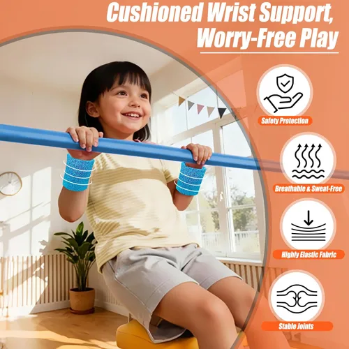 Miniatura 7 de Triclicks Barra de gimnasia plegable para niños, altura ajustable, barra de entrenamiento junior, barra de entrenamiento horizontal expandible