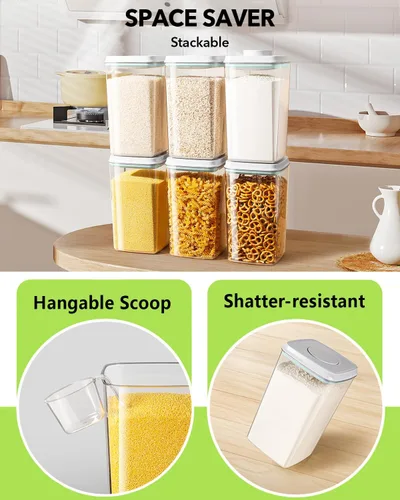 Miniatura 4 de Ankou Recipiente hermético de almacenamiento de alimentos con tapa y cuchara de 4.4 fl oz, 4 L/4.2 cuartos de galón sin BPA, contenedor de arroz