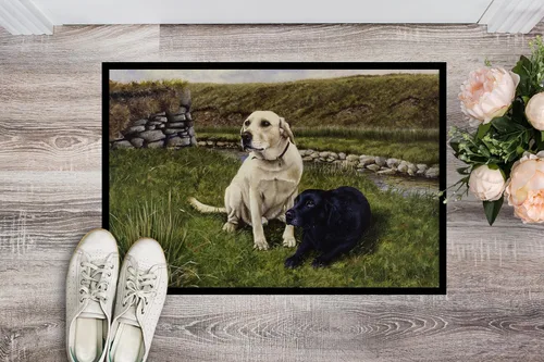 Miniatura 2 de Caroline's Treasures FRF0018MAT - Tapete de labradores amarillos y negros de 18 x 27 pulgadas, para interiores y exteriores, para entrada