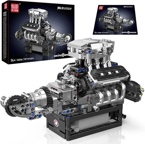 Mould King 10206 MCL - Bloques de construcción de superauto, kit de modelo de transmisión de motor V8, juego de ladrillos para automóvil deportivo,
