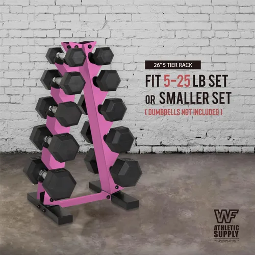 Miniatura 4 de WF Athletic Supply Estante para mancuernas, 5 niveles con marco A para almacenamiento de mancuernas, opciones de color disponibles en negro, blanco