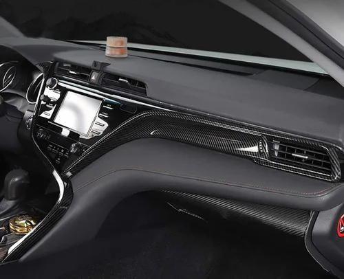 Miniatura 3 de Kadore - Molduras de tiras para la consola central delantera interior de carbono fibra para Toyota Camry 2018 2019 2020 2021 2022 2023 2024