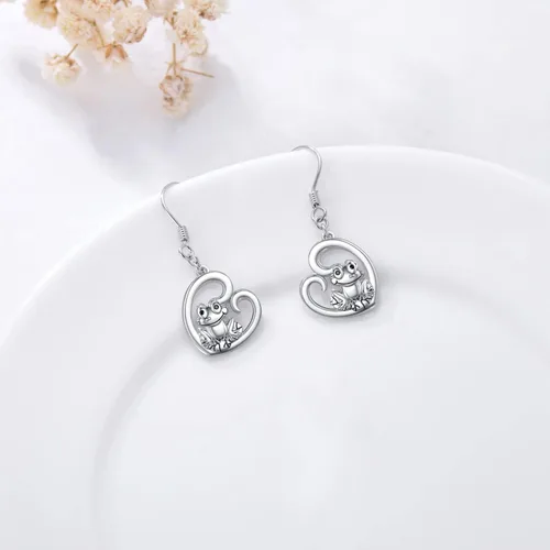 Miniatura 26 de POPKIMI Bonitos aretes colgantes de animales, joyería de animales, regalos de cumpleaños y Navidad para mujeres, aretes de ópalo de cristal de plata