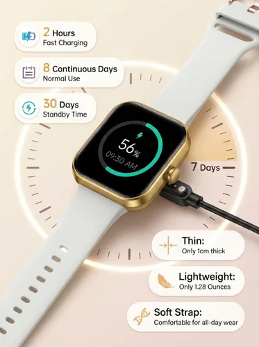 Miniatura 6 de SKG Reloj inteligente, rastreador de actividad física con 5 ATM, impermeable, monitor de salud para frecuencia cardíaca, oxígeno en sangre, sueño