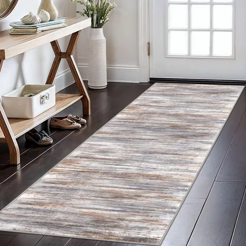 Miniatura 23 de KOZYFLY – Alfombra de pasillo moderna y lavable de diseño abstracto verde, 2 x 5 pies, antideslizante, suave y de pelo corto, ideal para cocina