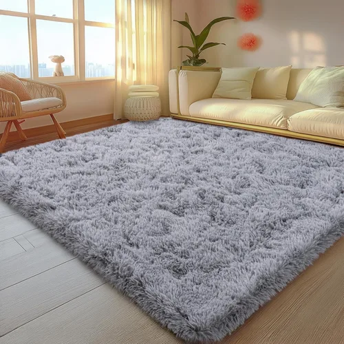 Miniatura 73 de Mugorn - Alfombra de 8 x 10 pies, alfombras grandes, esponjosas, suaves, peludas, antideslizantes, mullidas para interiores, color negro, 8 x 10 pies