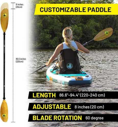 Miniatura 5 de Body Glove Slider Pro Paddle - Paletas de kayak para adultos, paleta de kayak ajustable con medidas grabadas con láser y área de agarre, remo