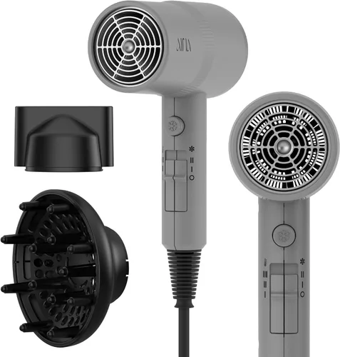 Miniatura 11 de AINA Secador de pelo con difusor, peine Secador de pelo para mujer, compacto, profesional, secado iónico Botón de disparo frío 110V/ALCI