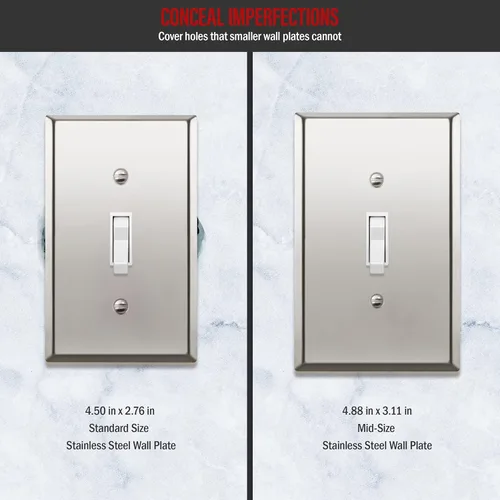 Miniatura 9 de ENERLITES Placa de Pared Metálica para Interruptor de Luz de Palanca, Acero Inoxidable 201, Resistente a la Corrosión, Tamaño Estándar 1-Gang 4.50
