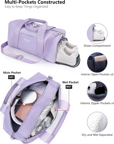 Miniatura 4 de Pequeña bolsa deportiva de gimnasio para mujeres y niñas, bolsa de lona para entrenamiento de fitness, viajes, baile, ballet, natación