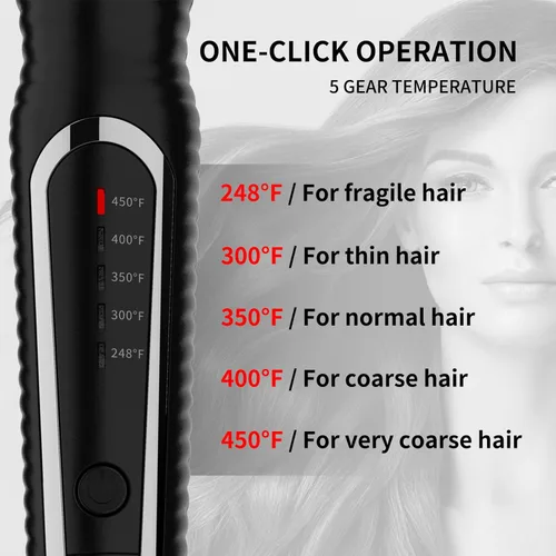 Miniatura 2 de Rizador de pelo de 1 1/4 pulgadas con abrazadera, revestimiento de cerámica, barril largo de 7 pulgadas, pantalla LED de temperatura ajustable
