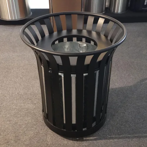 Miniatura 6 de Outdoor Metal Slatted Trash Receptacle,Waste Receptacle，Commercial Trash Cans,Zone Round Garbage Bin,Square Hotel Street Patio Indoor Metal Stan