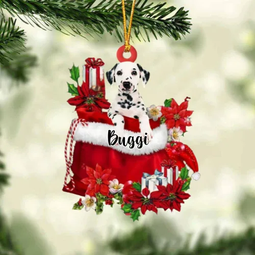 Miniatura 136 de Perro Akita Inu personalizado en bolsa de regalo, adorno de Navidad, nombre personalizado, regalo para amantes de los perros, familia, Navidad