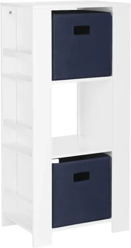 Miniatura 12 de RiverRidge Book-Nook Tower - Estantería para niños y organizador de almacenamiento de juguetes con 3 cubículos, 2 cubos de almacenamiento plegables