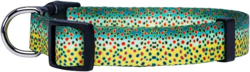 Miniatura 2 de Native Pup Collar de perro con estampado de animales, patrón de peces de trucha de arroyo, regalo para pescador, cachorro al aire libre
