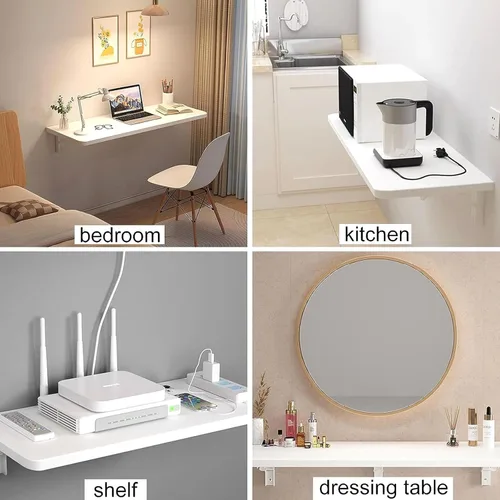 Miniatura 7 de Mesa plegable montada en la pared, mesa de hojas caídas, mesa plegable para lavandería, banco de trabajo plegable para pared, escritorio de pared