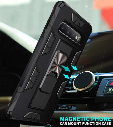 Miniatura 4 de Dionsibei Funda para Samsung Galaxy S10 Plus de grado militar con función atril incorporada, funda protectora resistente a prueba de golpes