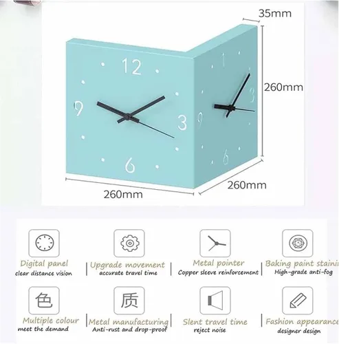 Miniatura 7 de Reloj de pared Corne de doble cara, reloj de pared de esquina luminoso con sensor con escala numeral, funciona con pilas, silencioso