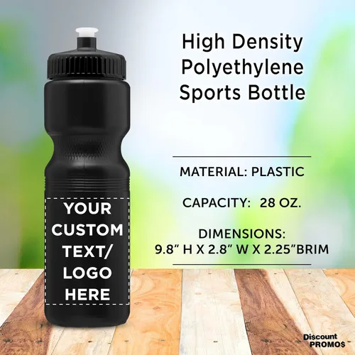Miniatura 4 de DISCOUNT PROMOS Juego de botellas de agua de plástico personalizadas de 28 onzas, 10/50/100, paquete personalizado a granel, perfectas
