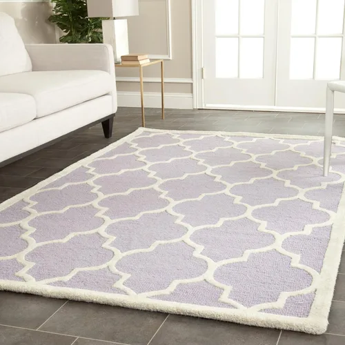 Tapete Safavieh de la colección Cambridge, modelo CAM134X, hecho a mano, de lana de primera calidad, formas geométricas marroquíes, color gris