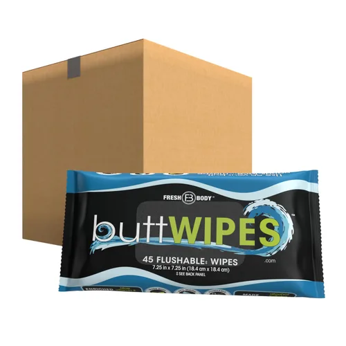 Miniatura 8 de ButtWIPES Toallitas desechables (1 paquete, 45 toallitas) – Toallitas desechables para adultos – Toallitas para glúteos a base de agua con aloe