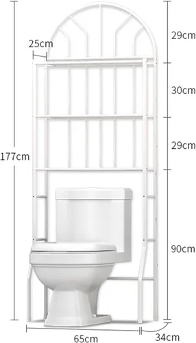 Miniatura 2 de HASMI Almacenamiento de baño sobre el inodoro, organizador de baño, estante de baño blanco de 3 niveles, ahorro de espacio, estante