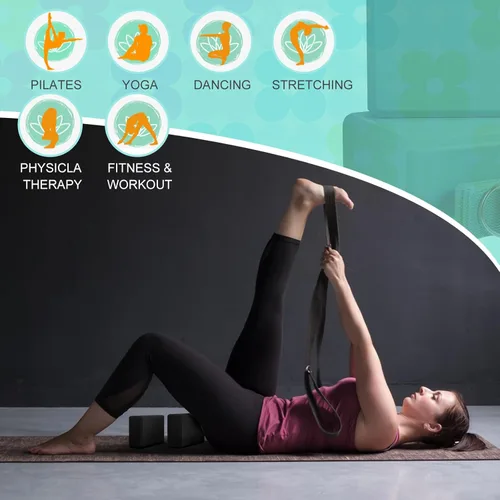 Miniatura 3 de Meooeck Juego de 18 piezas de bloques y correas de yoga de 9 x 6 x 3 pulgadas, ladrillo antideslizante de espuma EVA, correas de yoga de 8 pies
