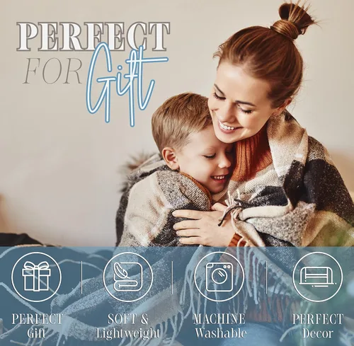 Miniatura 3 de Elegant Comfort Manta ligera estampada para todas las estaciones, ultra suave, acogedora y afelpada, manta decorativa, perfecta para descansar, 50 x