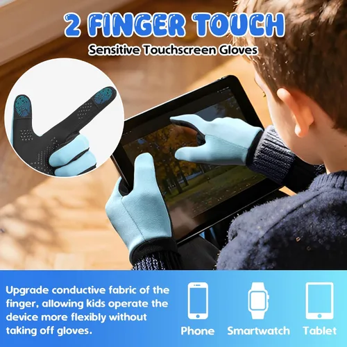 Miniatura 2 de Guantes de invierno para niños y niñas de 4 a 10 años, antideslizantes, suaves, cálidos, para ciclismo, correr, fútbol